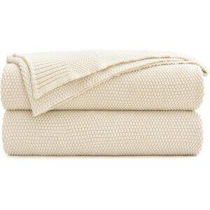 Cotton Cable Knit Throw Blanket for Couch Sofa Bed, Home Decorative, Lightweight